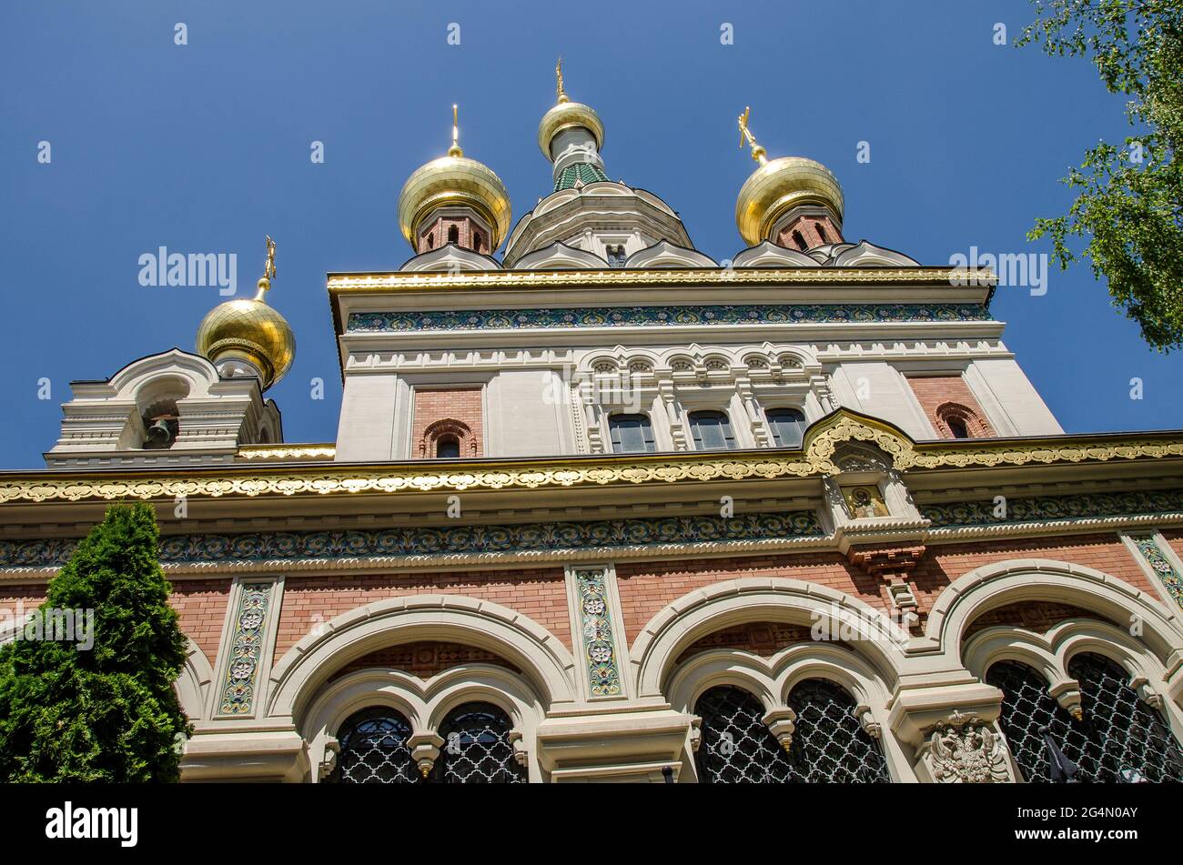 La splendida cattedrale ortodossa russa di San Nicola si trova nel terzo distretto di Vienna, nel cuore del quartiere diplomatico della città. Foto Stock