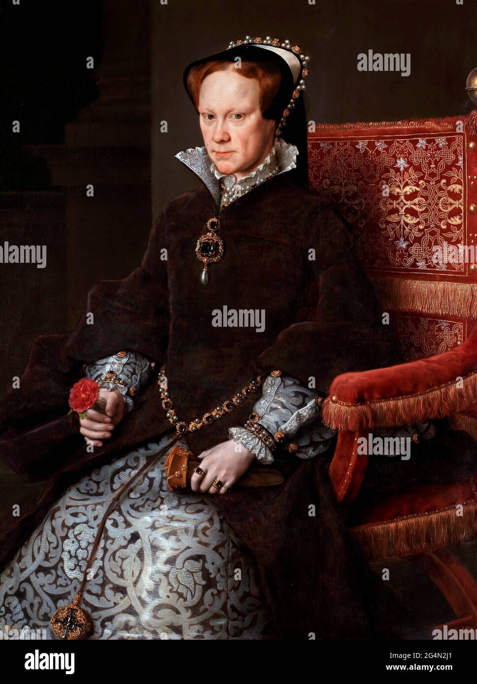 Regina Maria I. Maria Tudor, Regina d'Inghilterra di Anthonis Mor, olio su tavola, 1554 Foto Stock