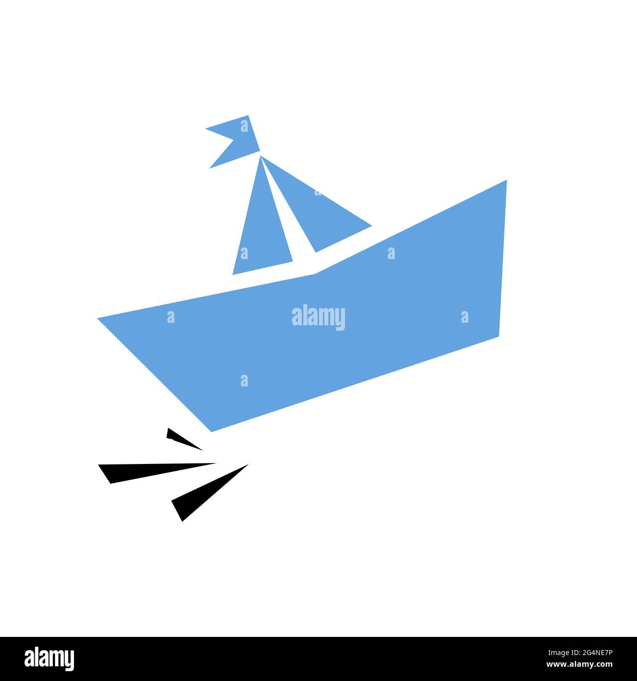Blue Boat. Icona viaggio isolata in bianco Illustrazione Vettoriale