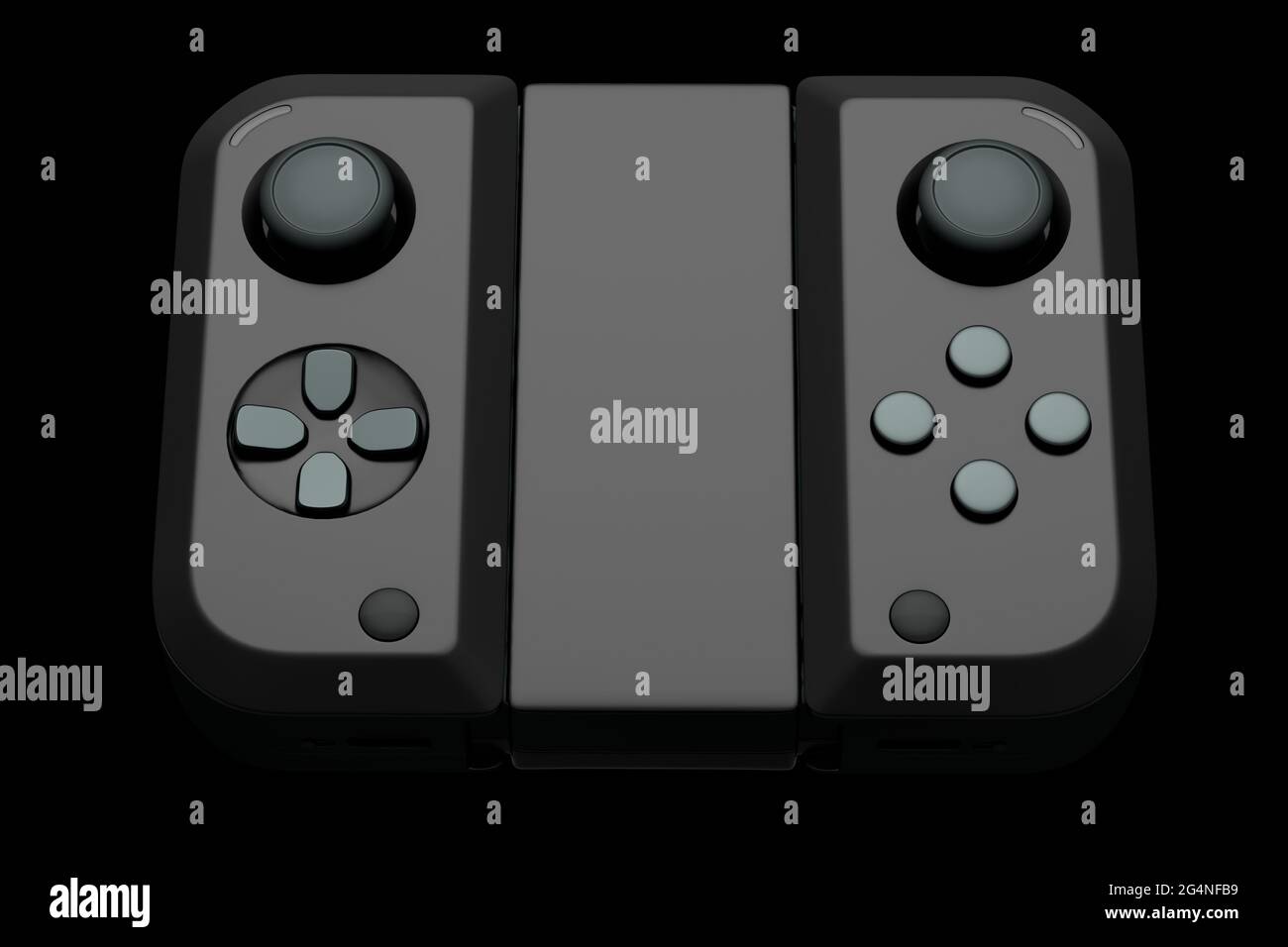 Controller portatili per videogiochi collegati al touch screen in nero sfondo Foto Stock