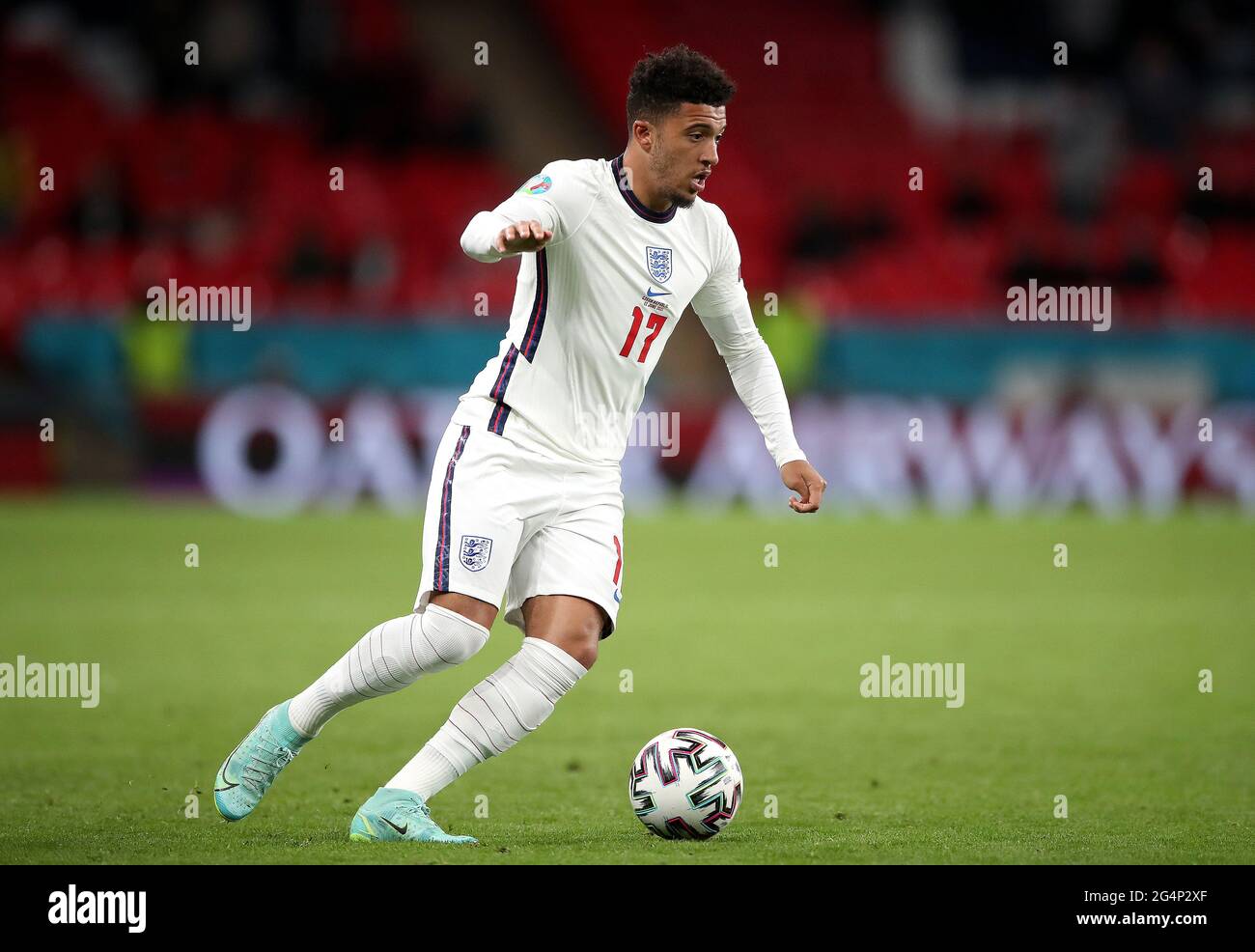 Jadon Sancho in Inghilterra durante la partita UEFA Euro 2020 Group D allo stadio Wembley di Londra. Data immagine: Martedì 22 giugno 2021. Foto Stock