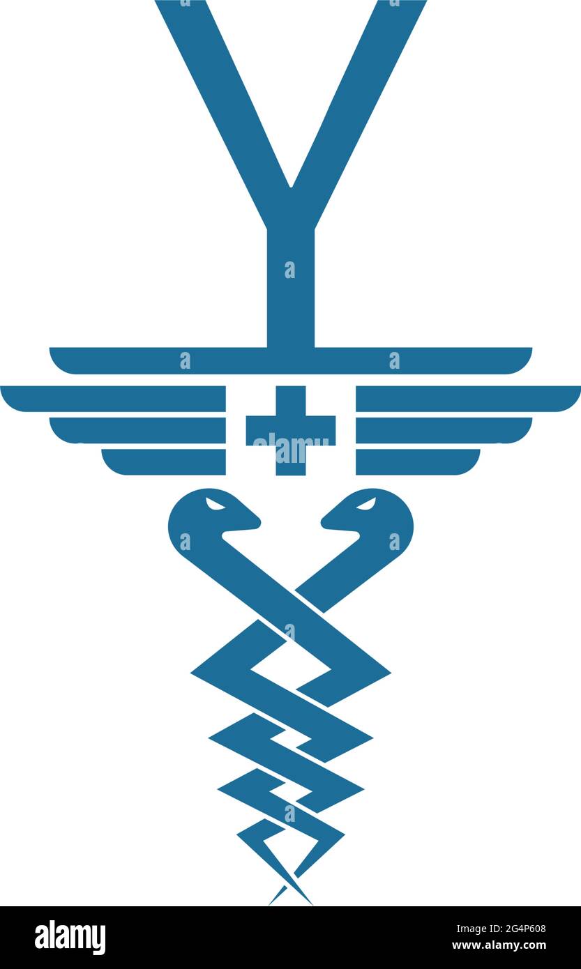 Lettera Y con modello vettoriale per il disegno del logo dell'icona caduceo Illustrazione Vettoriale