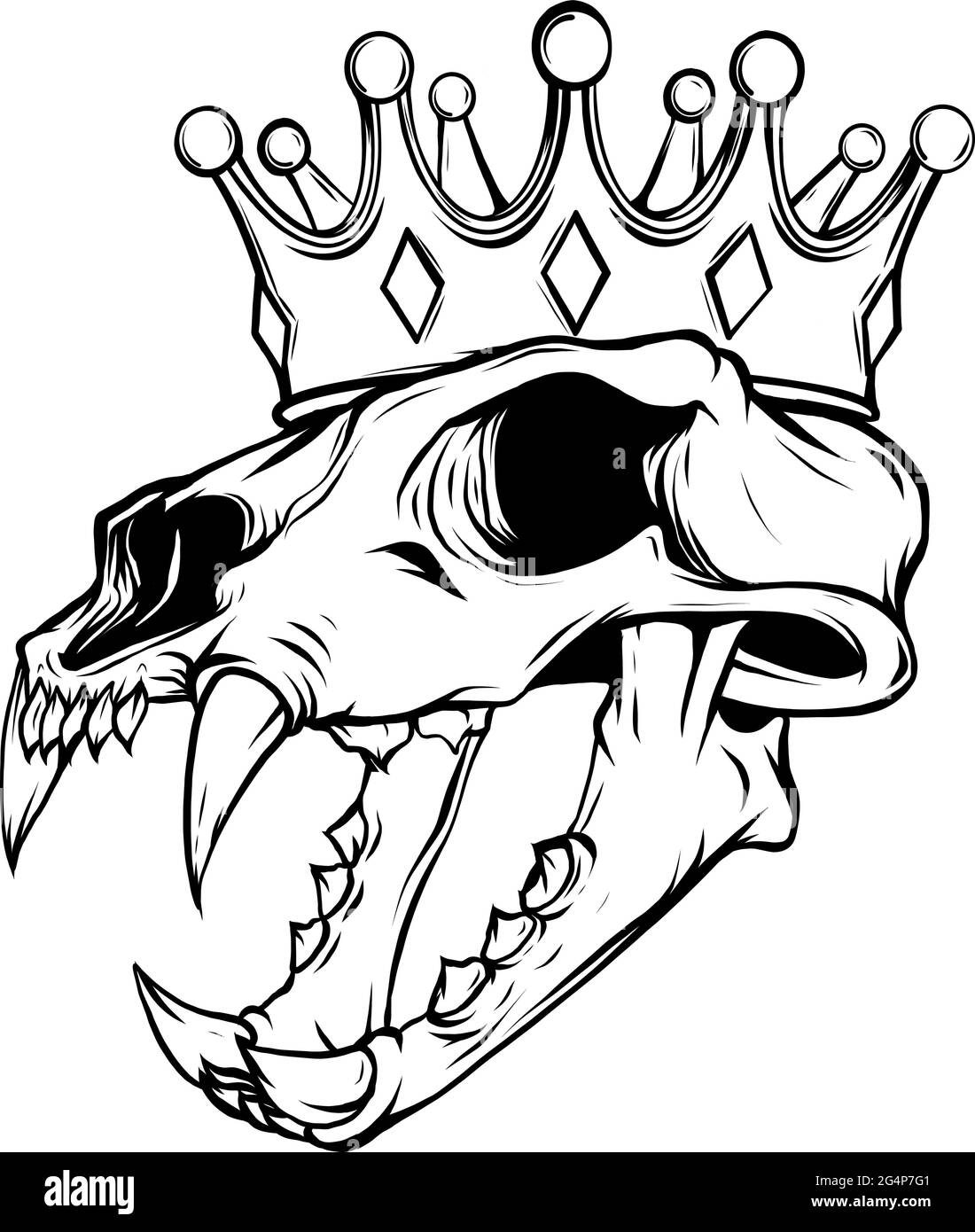 cranio tiger con disegno vettoriale a corona Illustrazione Vettoriale