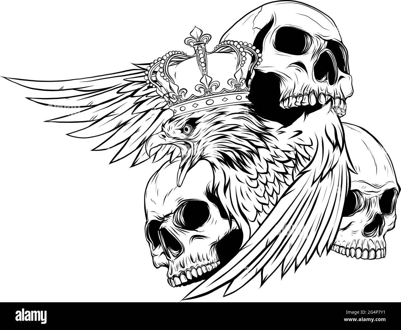 Illustrazione vettoriale di re Eagle e Skulls Illustrazione Vettoriale Illustrazione vettoriale di re Eagle e Skulls Illustrazione Vettoriale