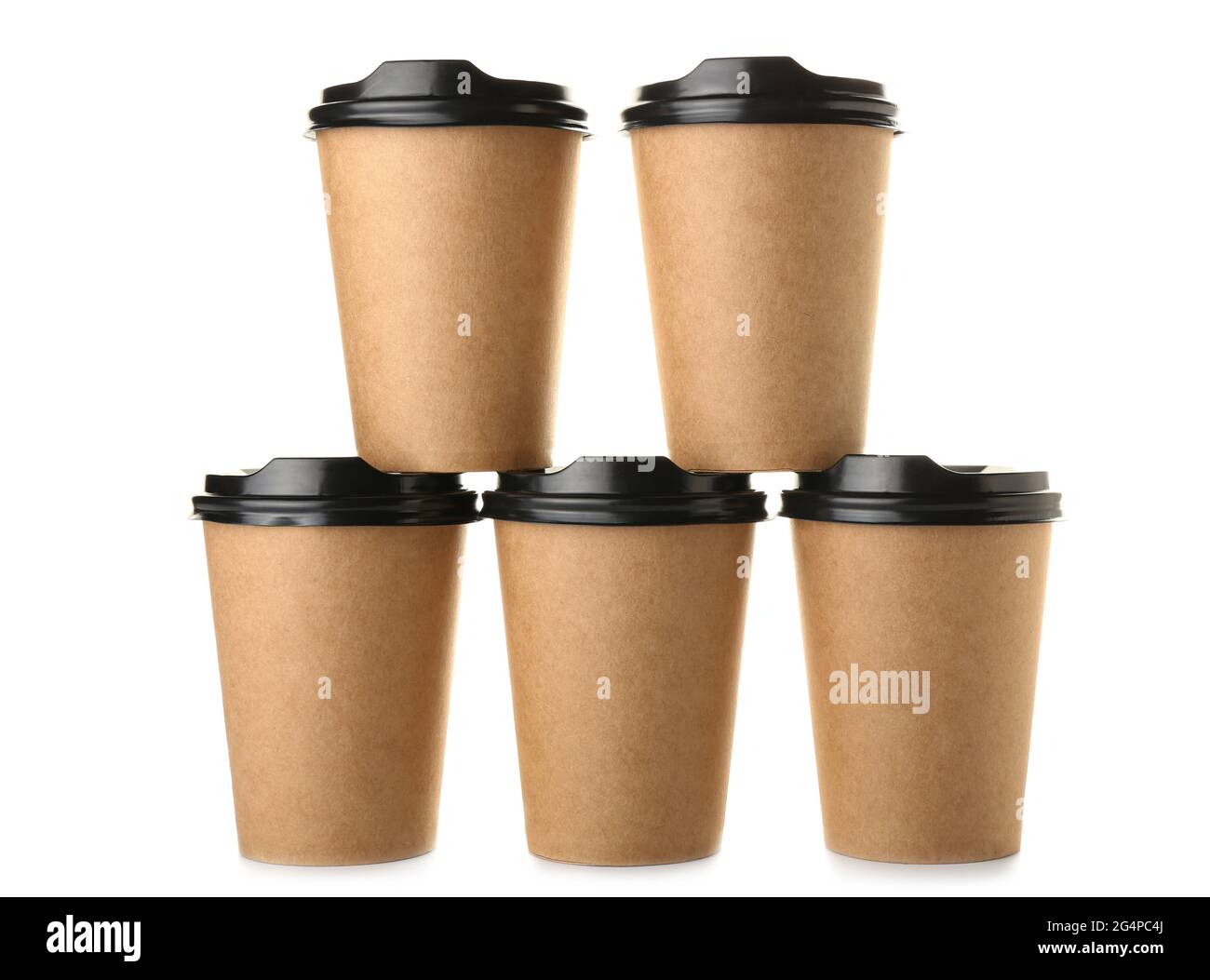 Tazzine da asporto per caffè su sfondo bianco Foto stock - Alamy