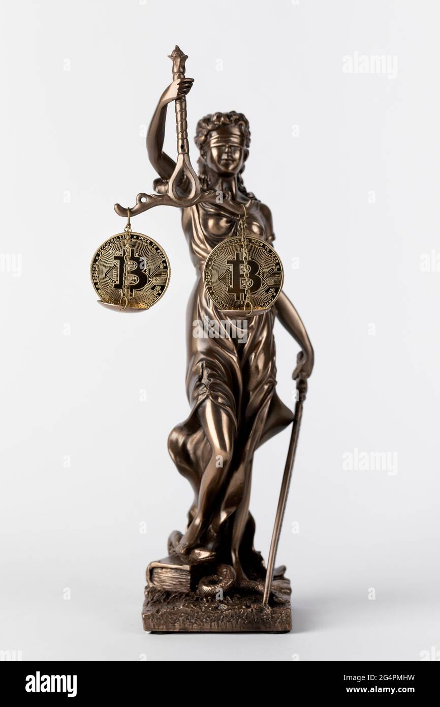 giustizia di scala e bitcoin Foto Stock