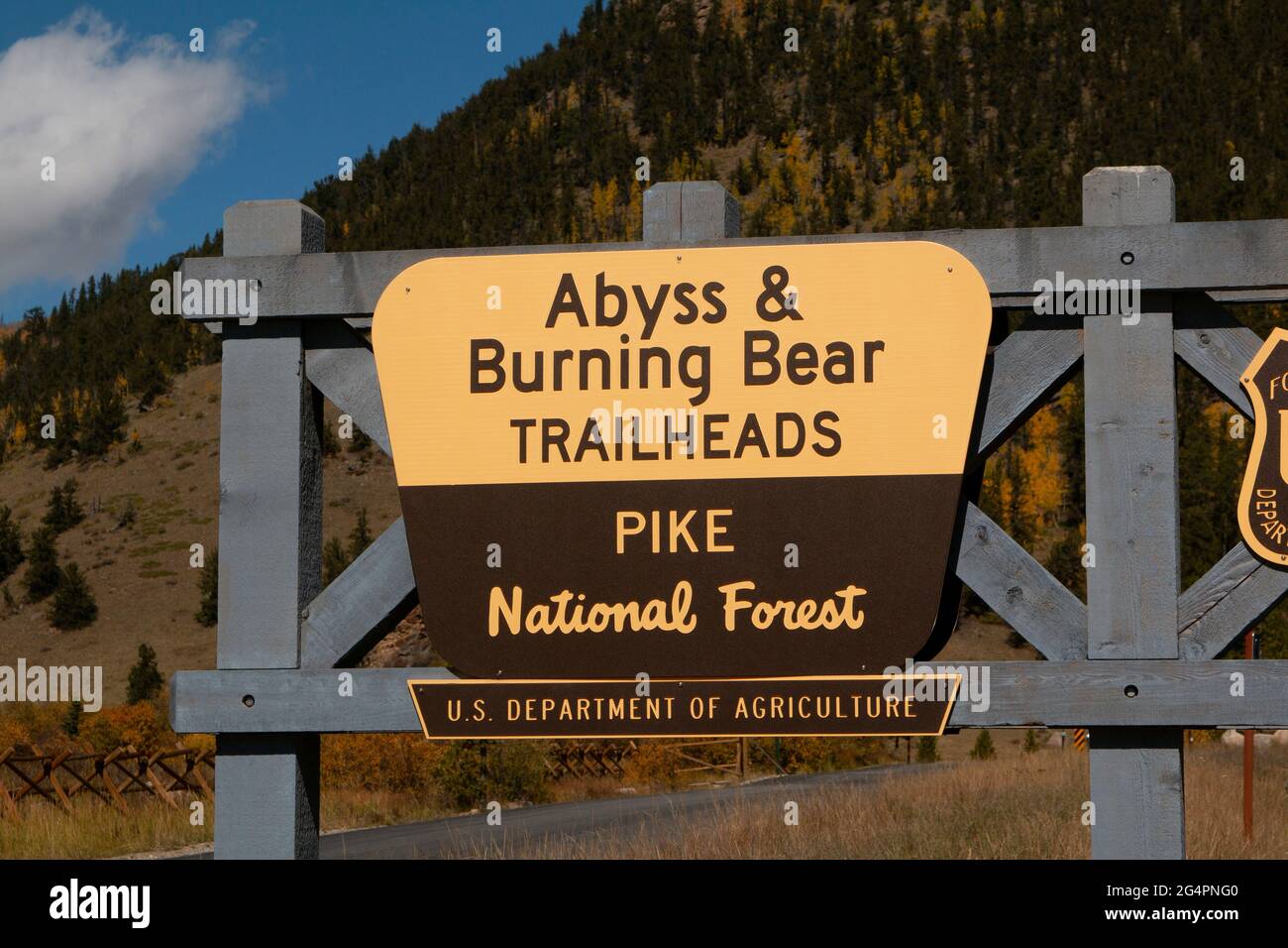 Informazioni sul sentiero per escursioni nella Pike National Forest del Colorado presso la Guanella Pass Recreation Area. Foto Stock