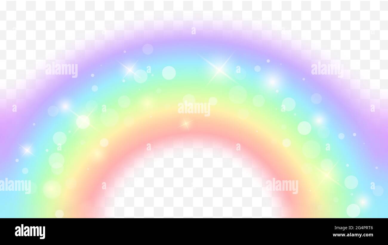 Spettro realistico rainbow su sfondo trasparente. Colorato arco circolare di prua pioggia. Vettore Illustrazione Vettoriale