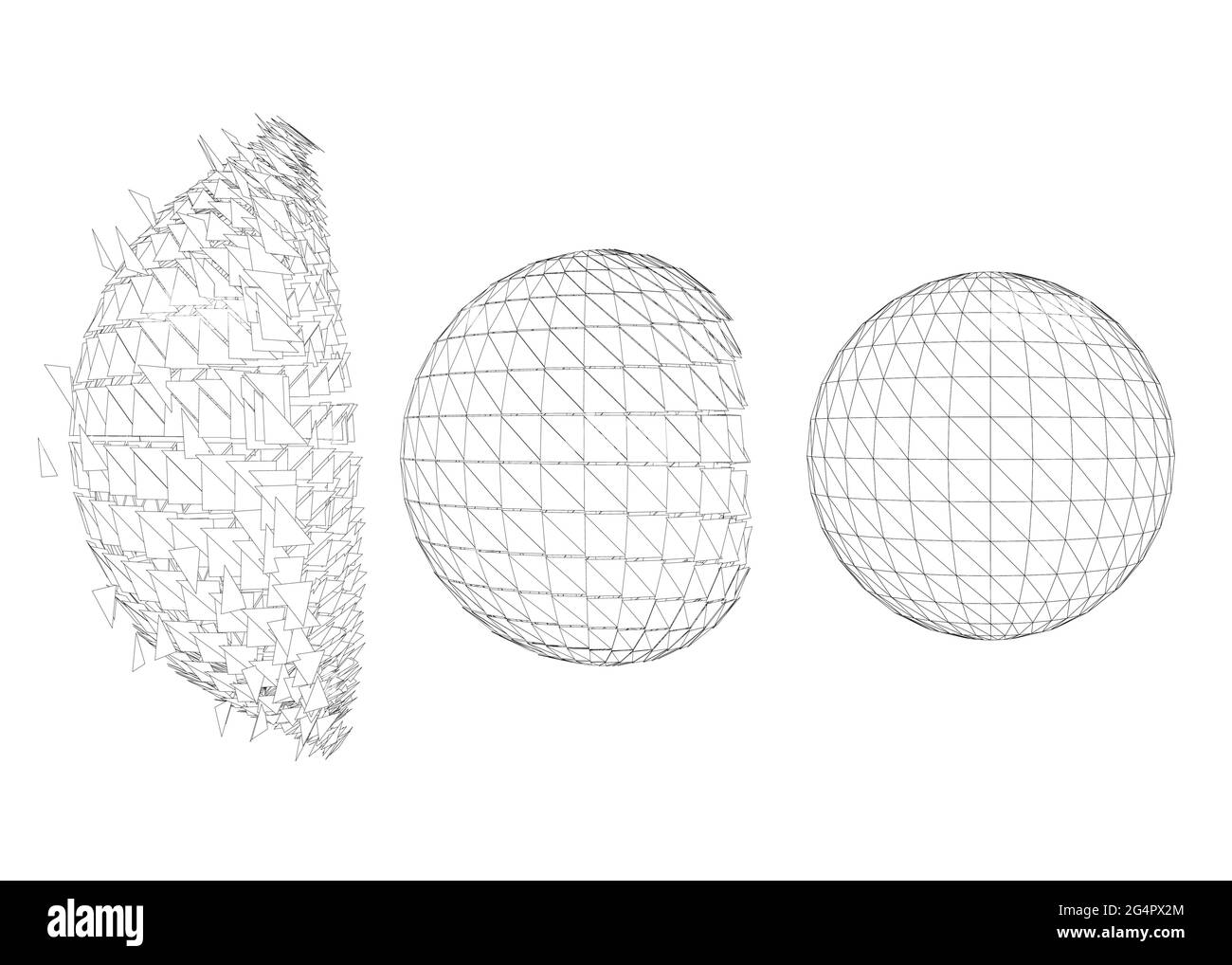 Contorno con una sequenza di esplosione di una sfera isolata su uno sfondo bianco. Illustrazione vettoriale. Illustrazione Vettoriale