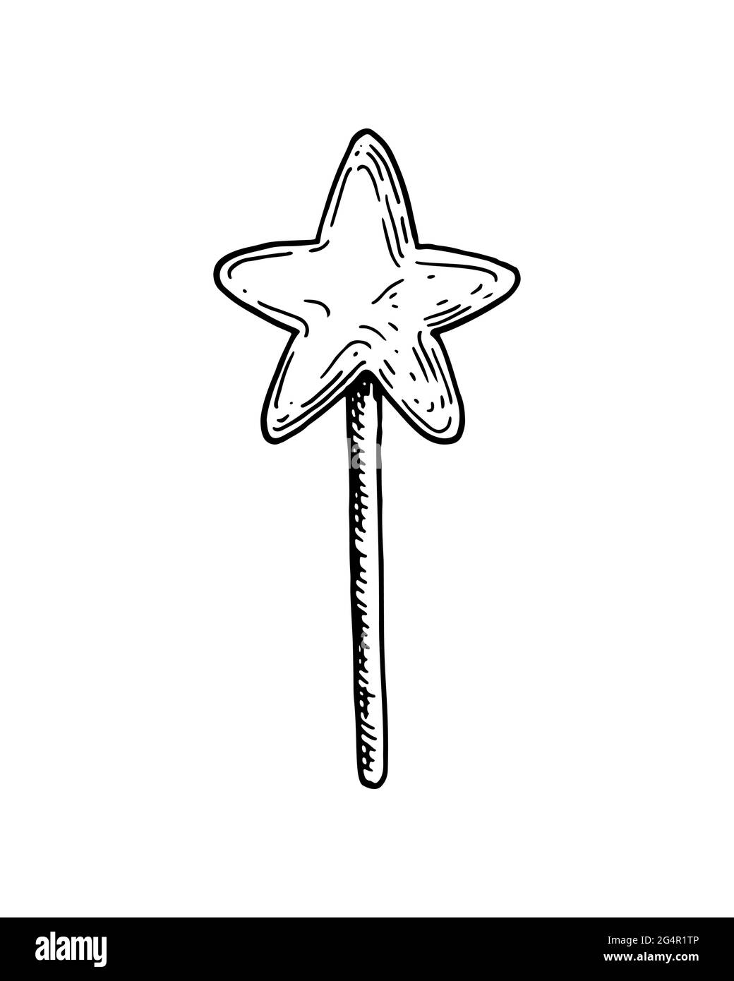 Stella lollipop disegnata a mano isolata su bianco. Illustrazione vettoriale nello stile di schizzo Illustrazione Vettoriale