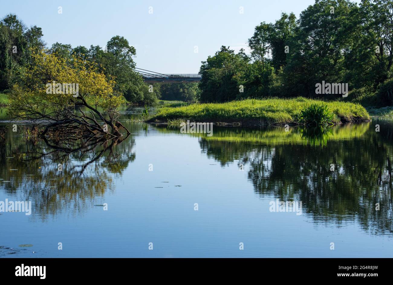 Vista sul fiume Erne a Co. Cavan, Irlanda in estate Foto Stock