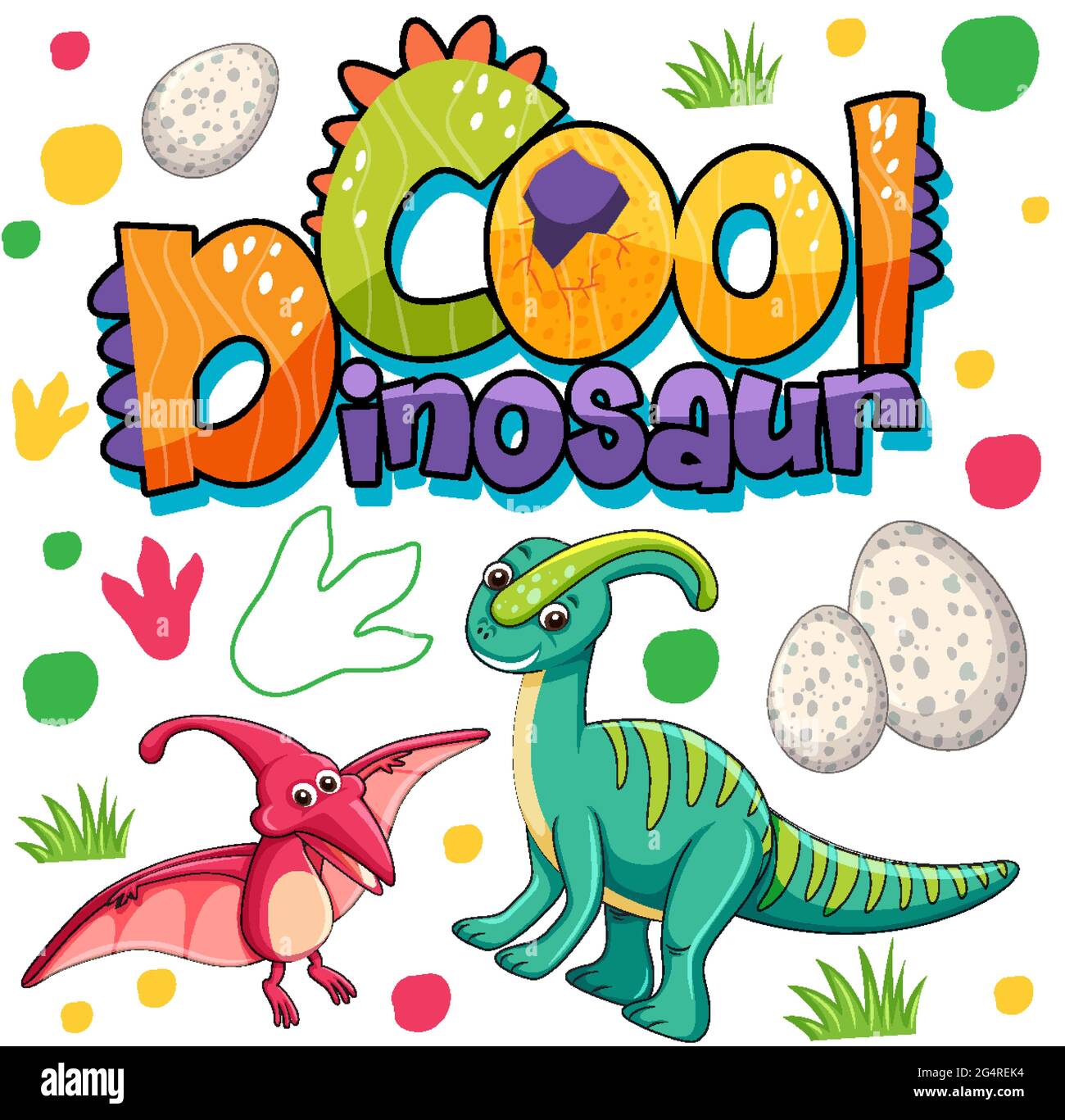 Simpatico personaggio dei cartoni animati dinosauri con design dei  caratteri per la parola Cool Dinosaur illustrazione Immagine e Vettoriale -  Alamy