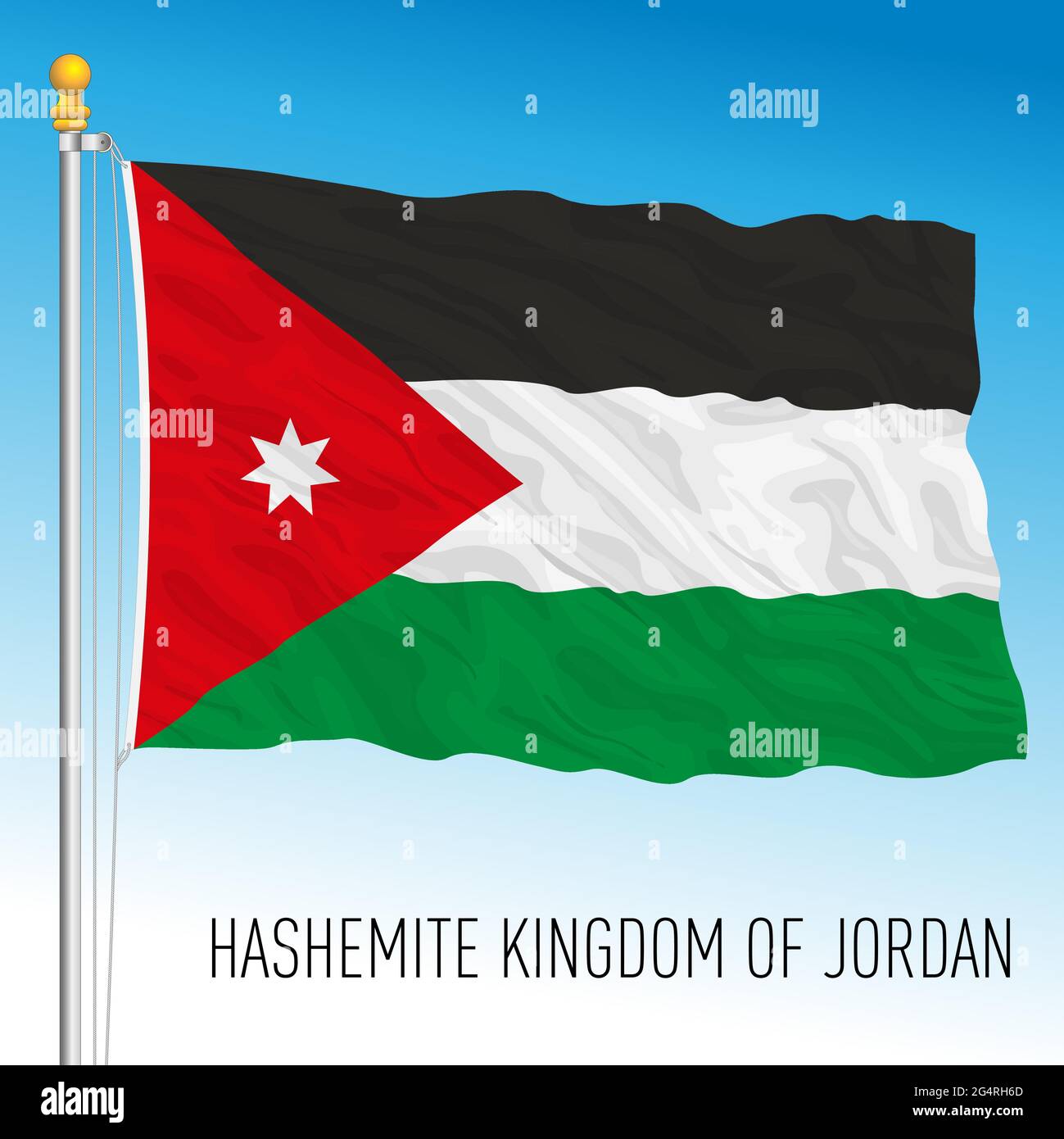Regno di Giordania bandiera nazionale ufficiale, paese asiatico, illustrazione vettoriale Illustrazione Vettoriale