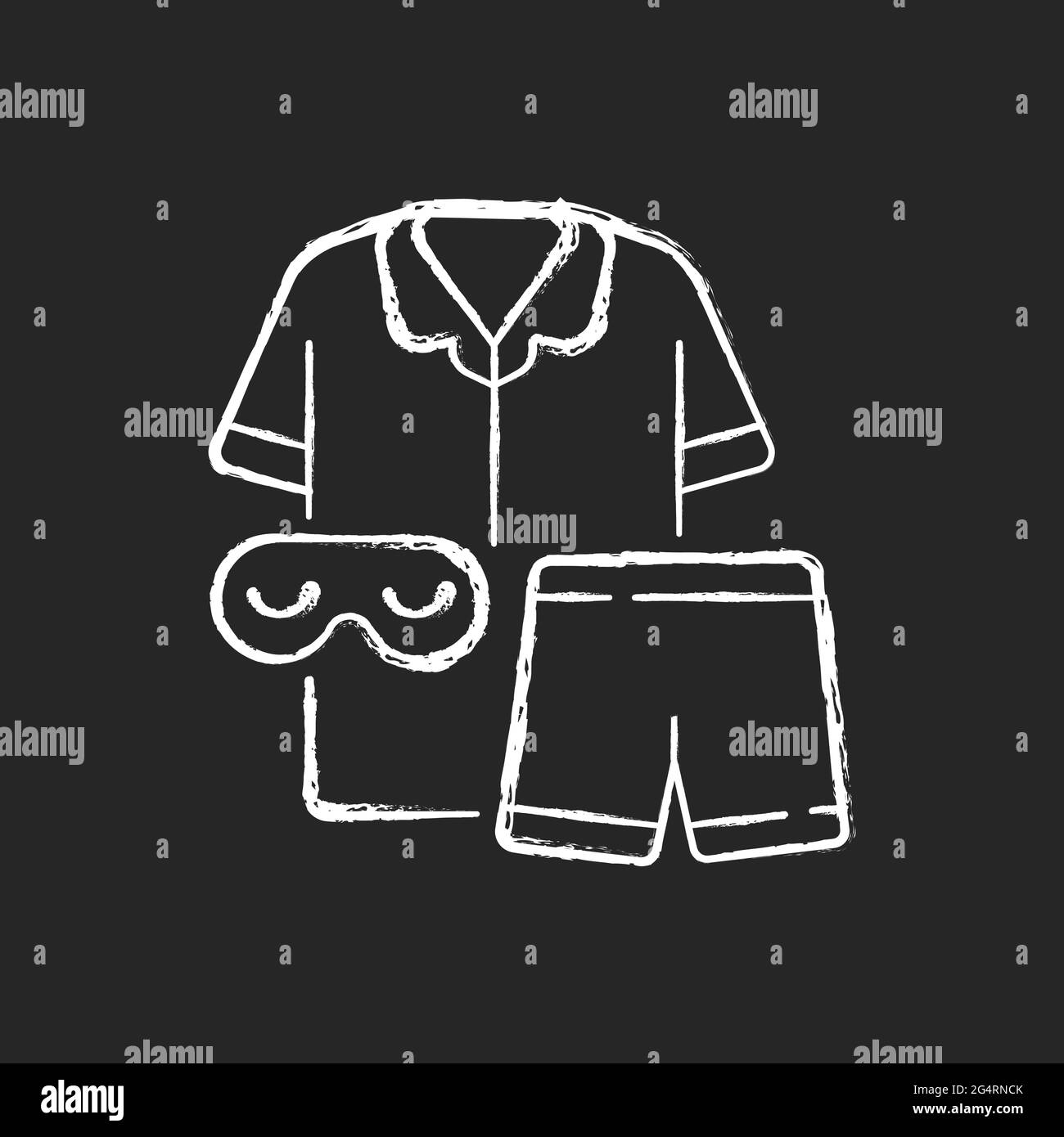 Pigiama icona bianca gesso su sfondo scuro Illustrazione Vettoriale
