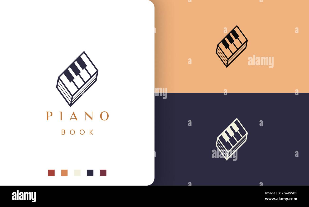 logo o icona di un libro di pianoforte semplice e moderno Illustrazione Vettoriale