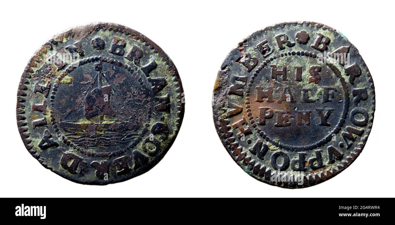 17th secolo Lincolnshire Trader's Tokens. Brian Coverdaill. Barrow su Humber Foto Stock