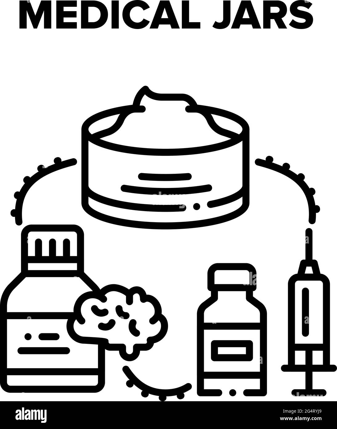 Medical Jars Vector Black Illustration Illustrazione Vettoriale