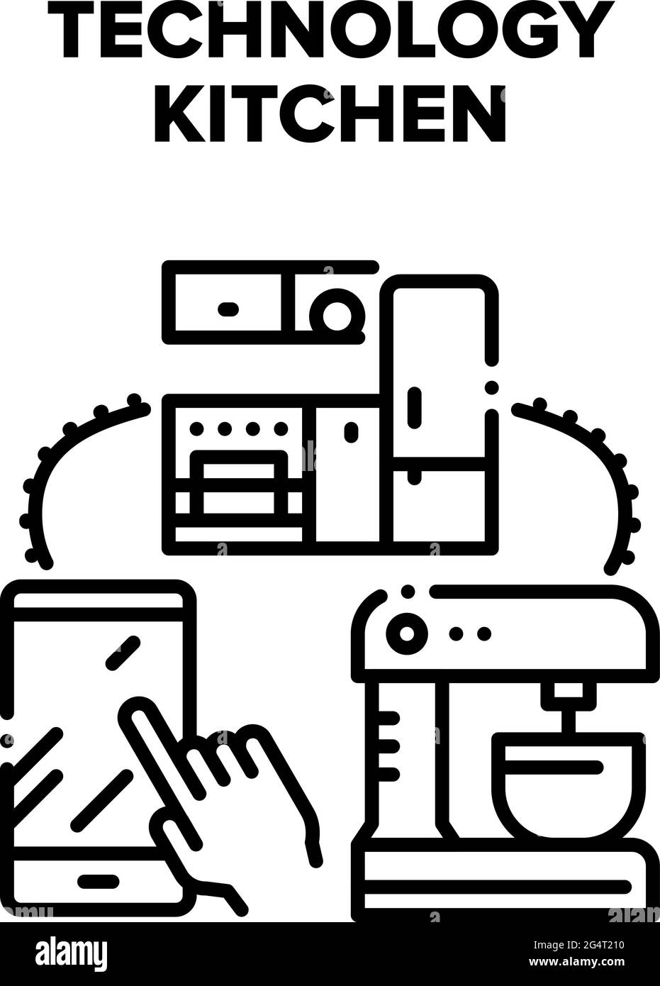 Tecnologia attrezzatura da cucina Vector Black Illustration Illustrazione Vettoriale