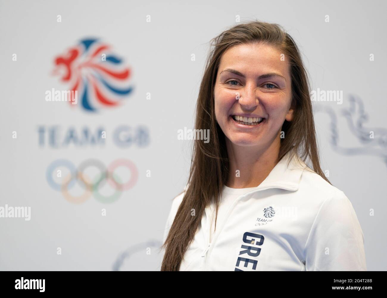 Karriss Artingstall durante la sessione di kitting out per le Olimpiadi di Tokyo 2020 al Birmingham NEC, Regno Unito. Data di emissione: Mercoledì 23 giugno 2021. Foto Stock