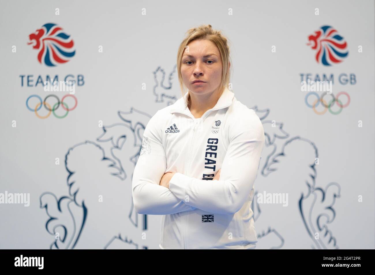 Lauren Price durante la sessione di kitting out per le Olimpiadi di Tokyo 2020 al Birmingham NEC, UK. Data immagine: Lunedì 21 giugno 2021. Foto Stock