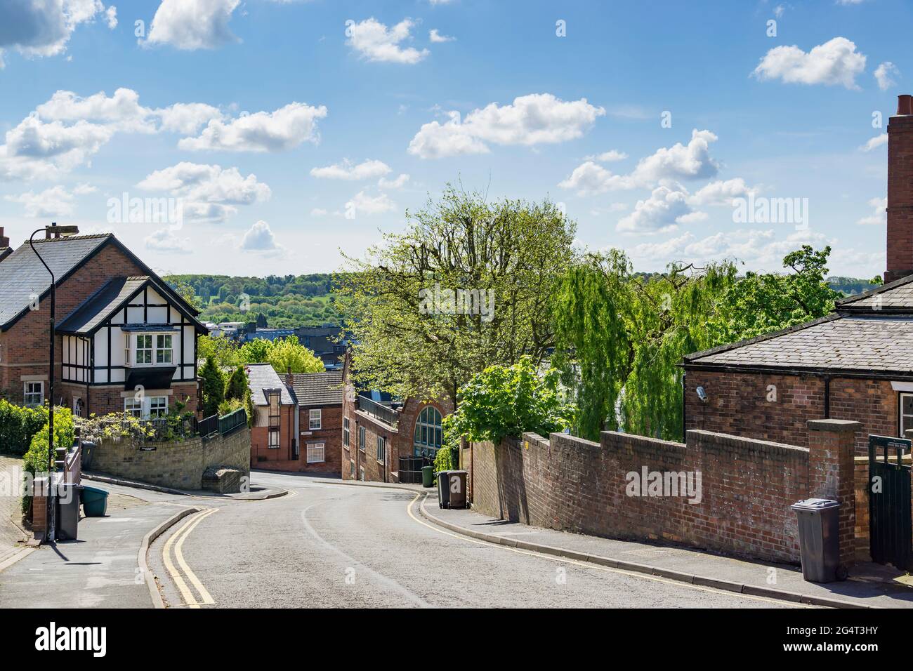 Guardando giù Spring Hill verso la città di Hungate Lincoln 2021 Foto Stock