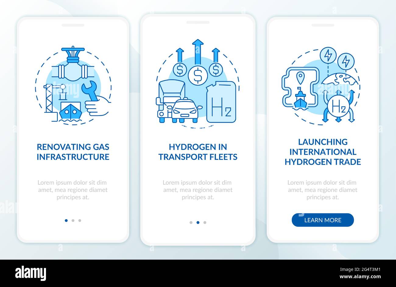 Promuovere l'idrogeno verde onboarding pagina app mobile Illustrazione Vettoriale