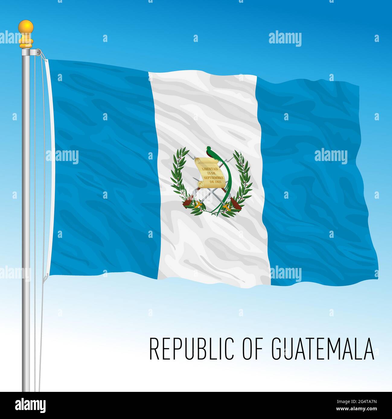 Bandiera nazionale ufficiale del Guatemala, paese americano, illustrazione vettoriale Illustrazione Vettoriale