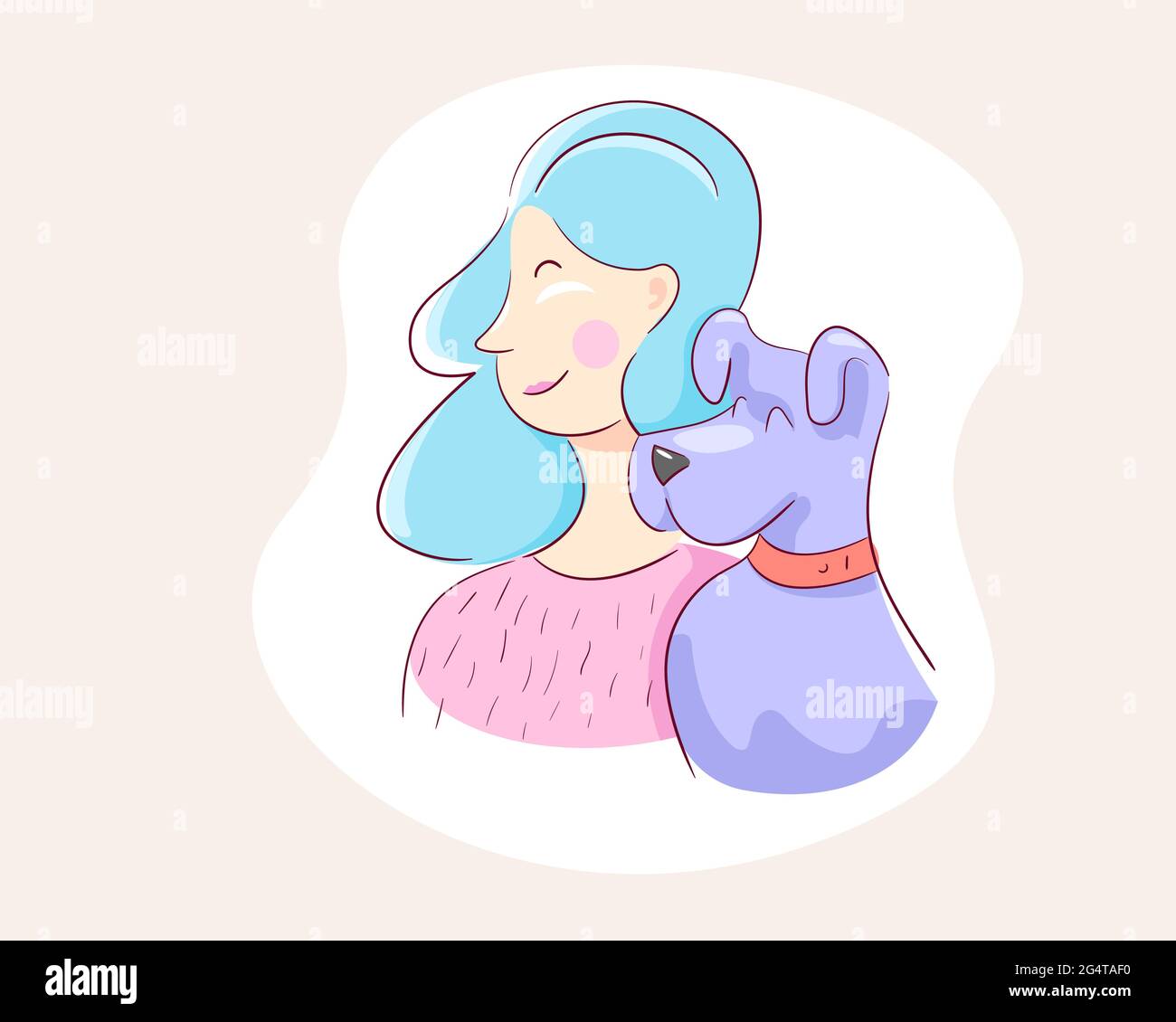 Bella ragazza dietro il cane con amore Illustrazione Vettoriale