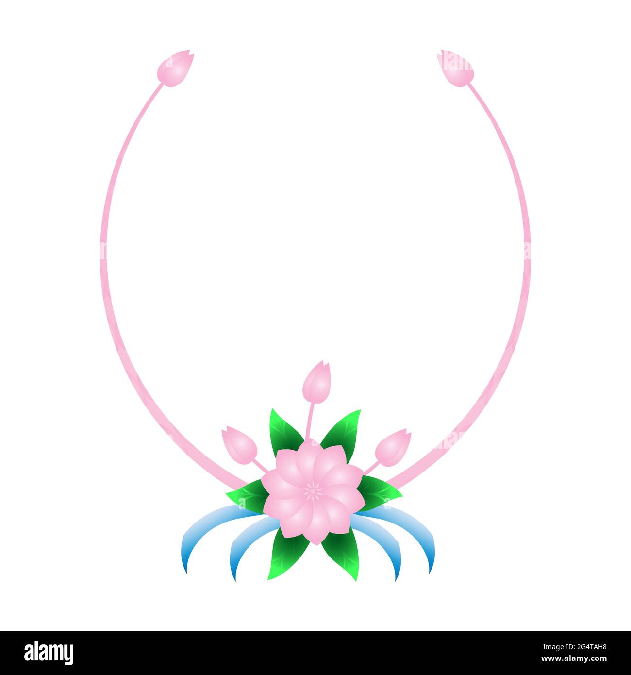 Corona di alloro, arte la spazzola con fiore rosa Foto Stock
