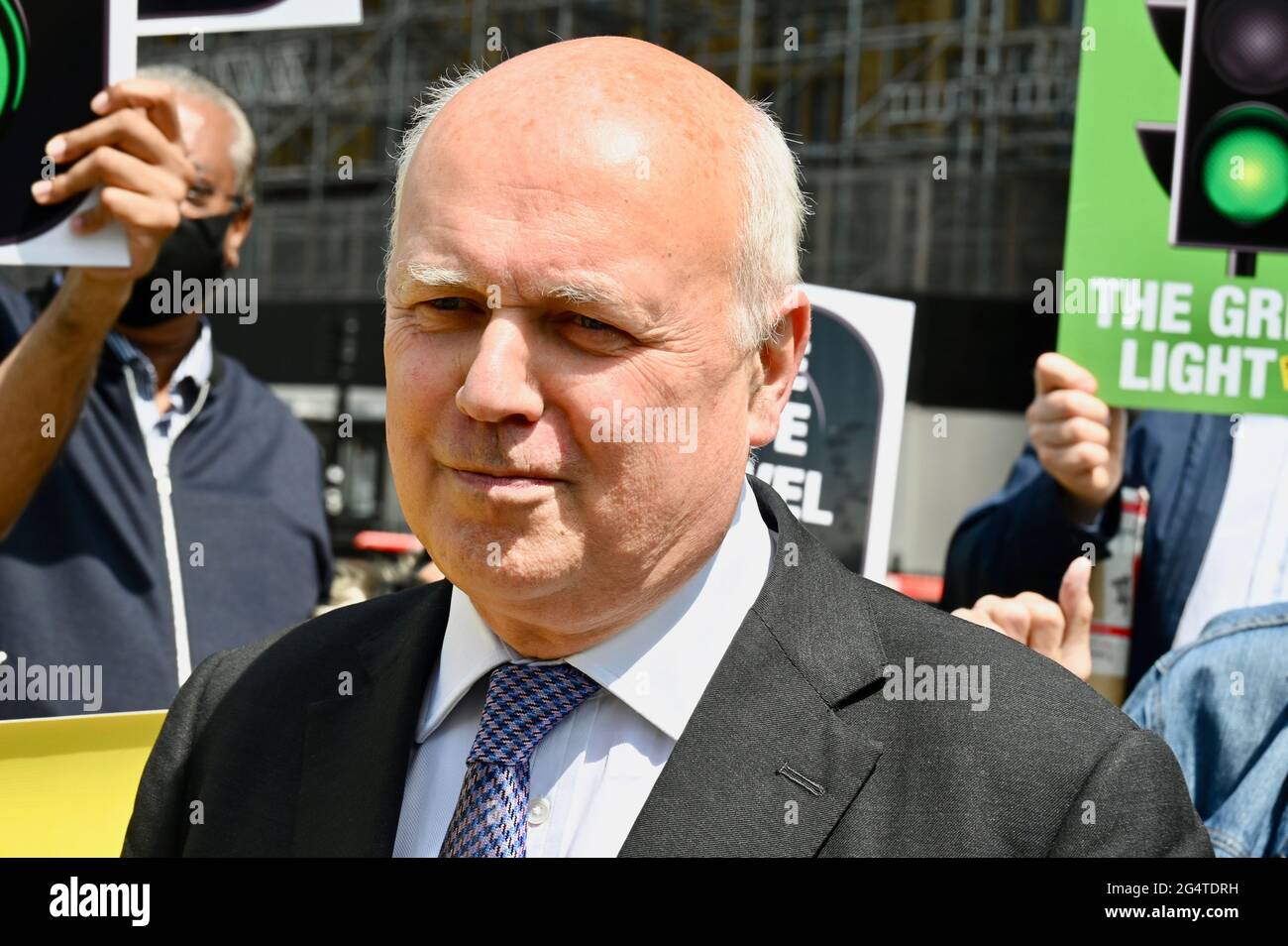 Londra, Regno Unito .Iain Duncan Smith, Travel Day of Action, College Green, Houses of Parliament, Westminster, Londra. Credito UK: michael melia/Alamy Live News Foto Stock