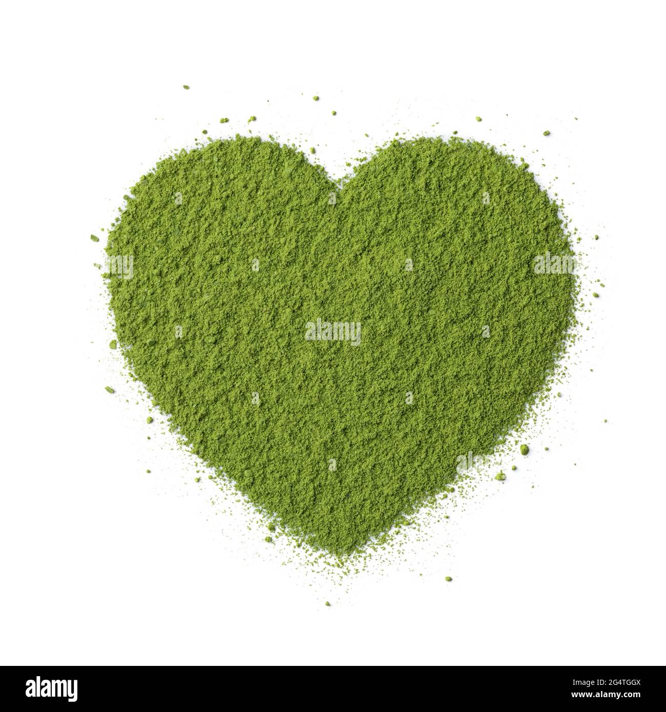 Cuore della polvere di tè giapponese tradizionale verde Matcha primo piano Foto Stock