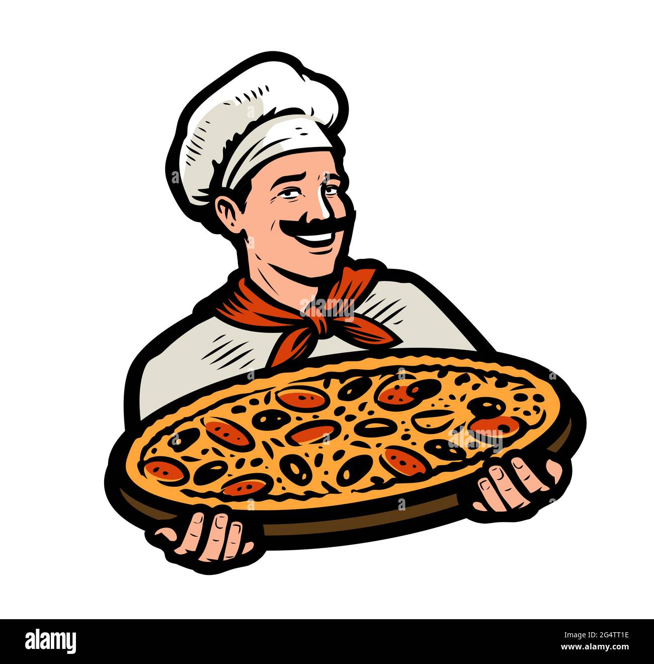 Logo pizza. Emblema per fast food ristorante, pizzeria, caffè. Illustrazione vettoriale Illustrazione Vettoriale