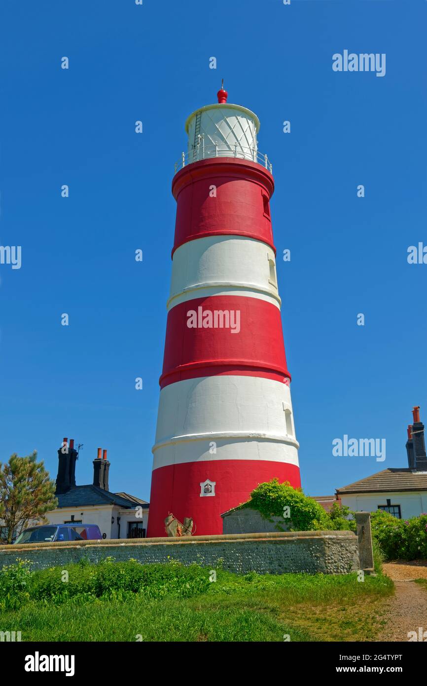 Il faro di Happisburgh a Norfolk, Inghilterra, Regno Unito. Foto Stock