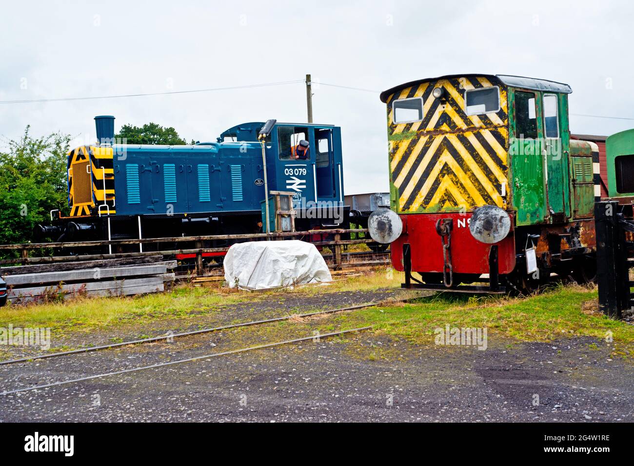 Classe 03 079 sulle attività di shunting alla ferrovia della Derwent Valley, Murton Park, North Yorkshire, Inghilterra Foto Stock