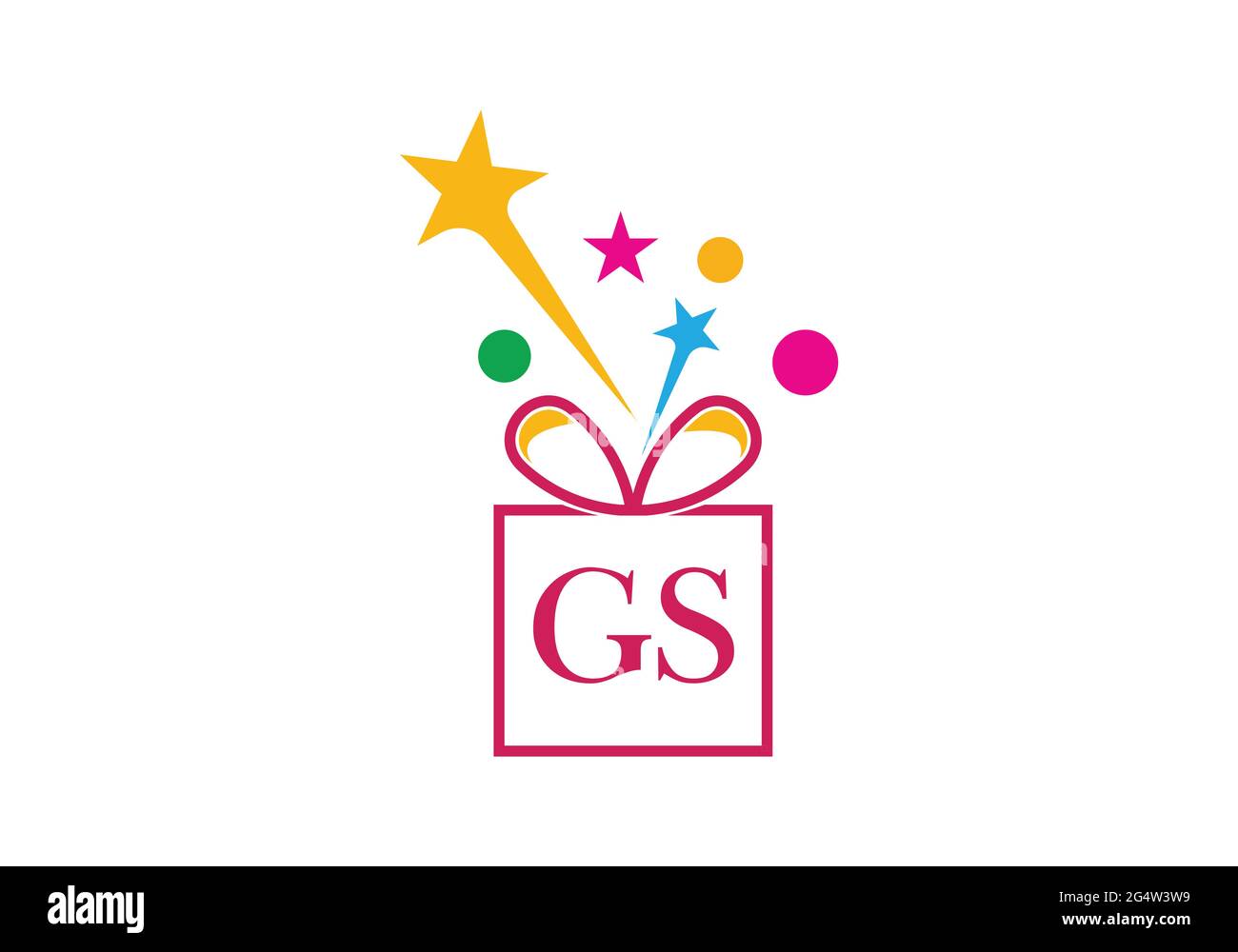 Confezione regalo, lettera alfabeto lettera del negozio di articoli da regalo icona del logo G S in oro o colore dorato per il design del marchio Luxury per l'azienda e il business Illustrazione Vettoriale