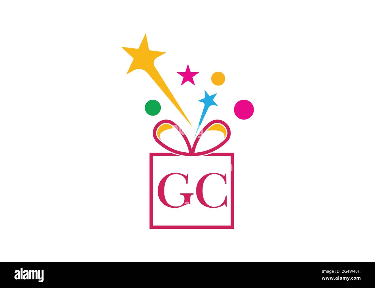 Confezione regalo, lettera alfabetica del negozio di articoli da regalo,  icona con logo GC in oro o in oro per il design del marchio Luxury per  aziende e aziende Immagine e Vettoriale -