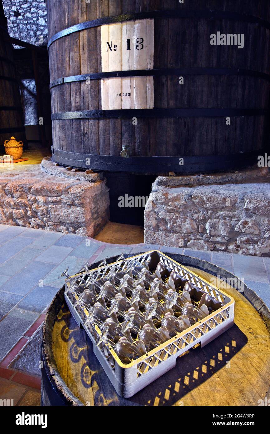 ISOLA DI SAMOS, MAR EGEO, GRECIA. Il Museo del vino Samiano a Vathy (conosciuta anche come "città di sammos") Foto Stock