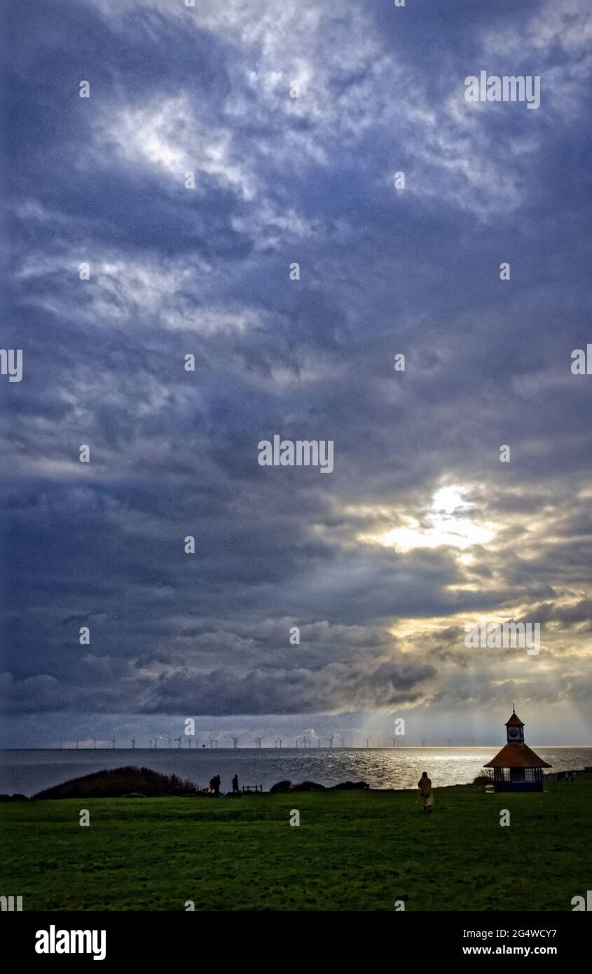 Tramonto invernale, Frinton-on-Sea, Essex, Inghilterra Foto Stock