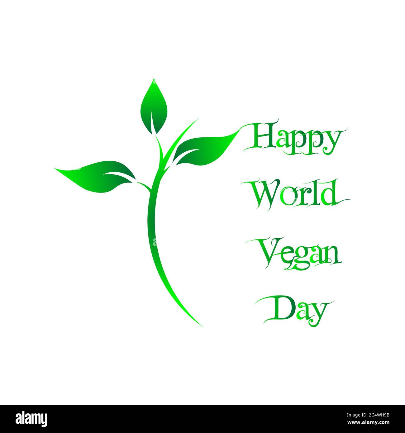 Happy World vegan day, Verde Naturale Logo Design Foto Stock