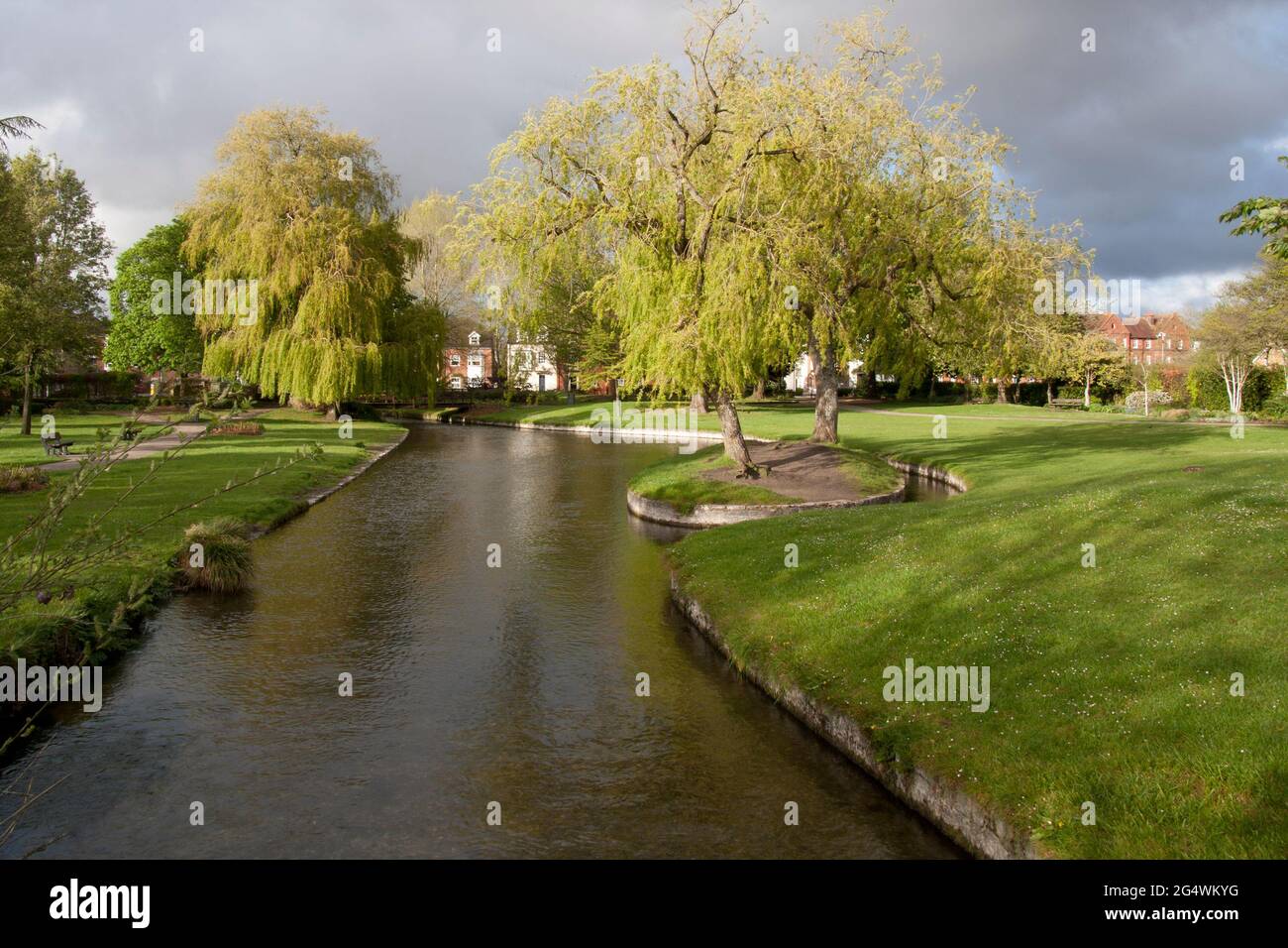 Queen Elizabeth Park & The River Avon, Salisbury, Wiltshire, Inghilterra Foto Stock