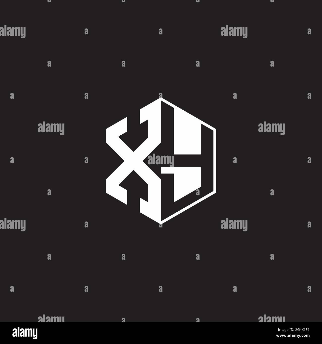 XY Logo monogramma esagonale con sfondo nero negativo stile spazio Illustrazione Vettoriale