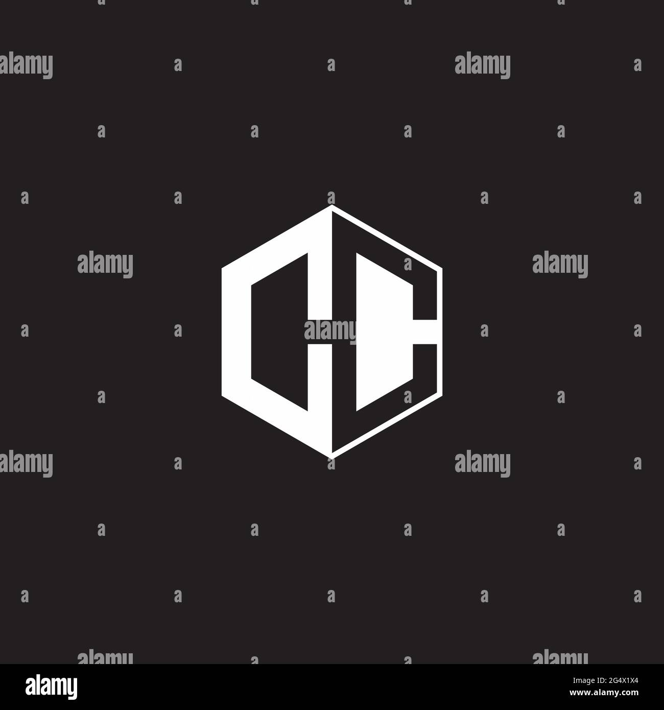 CB C B BC Logo monogramma esagonale con sfondo nero stile spazio negativo Illustrazione Vettoriale