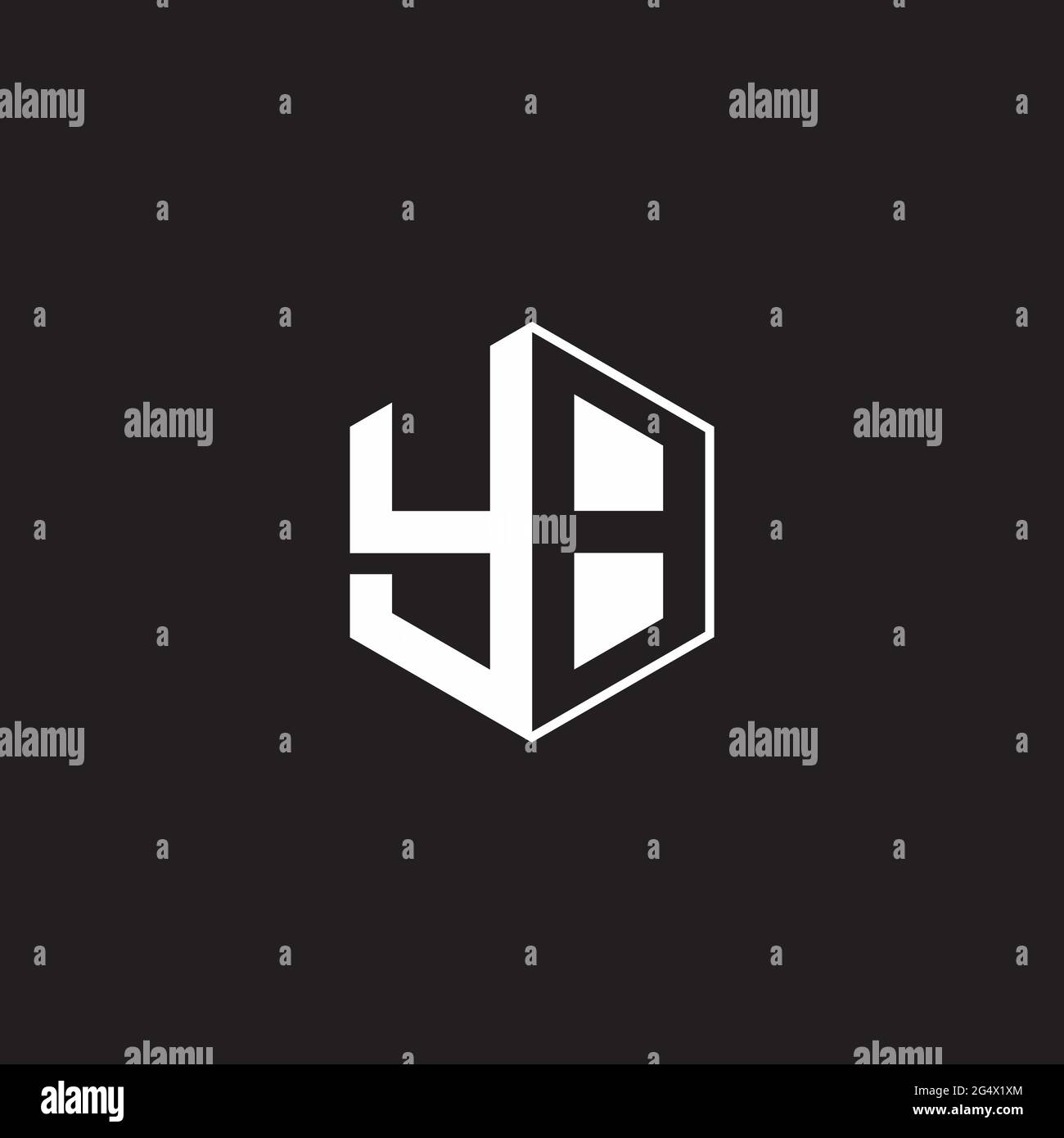 YB Y B BY Logo monogramma esagonale con sfondo nero stile spazio negativo Illustrazione Vettoriale