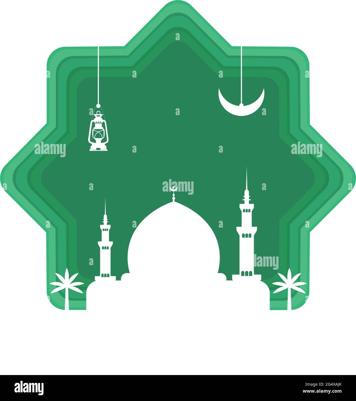 papercut Ramadan kareem con sfondo verde Illustrazione Vettoriale