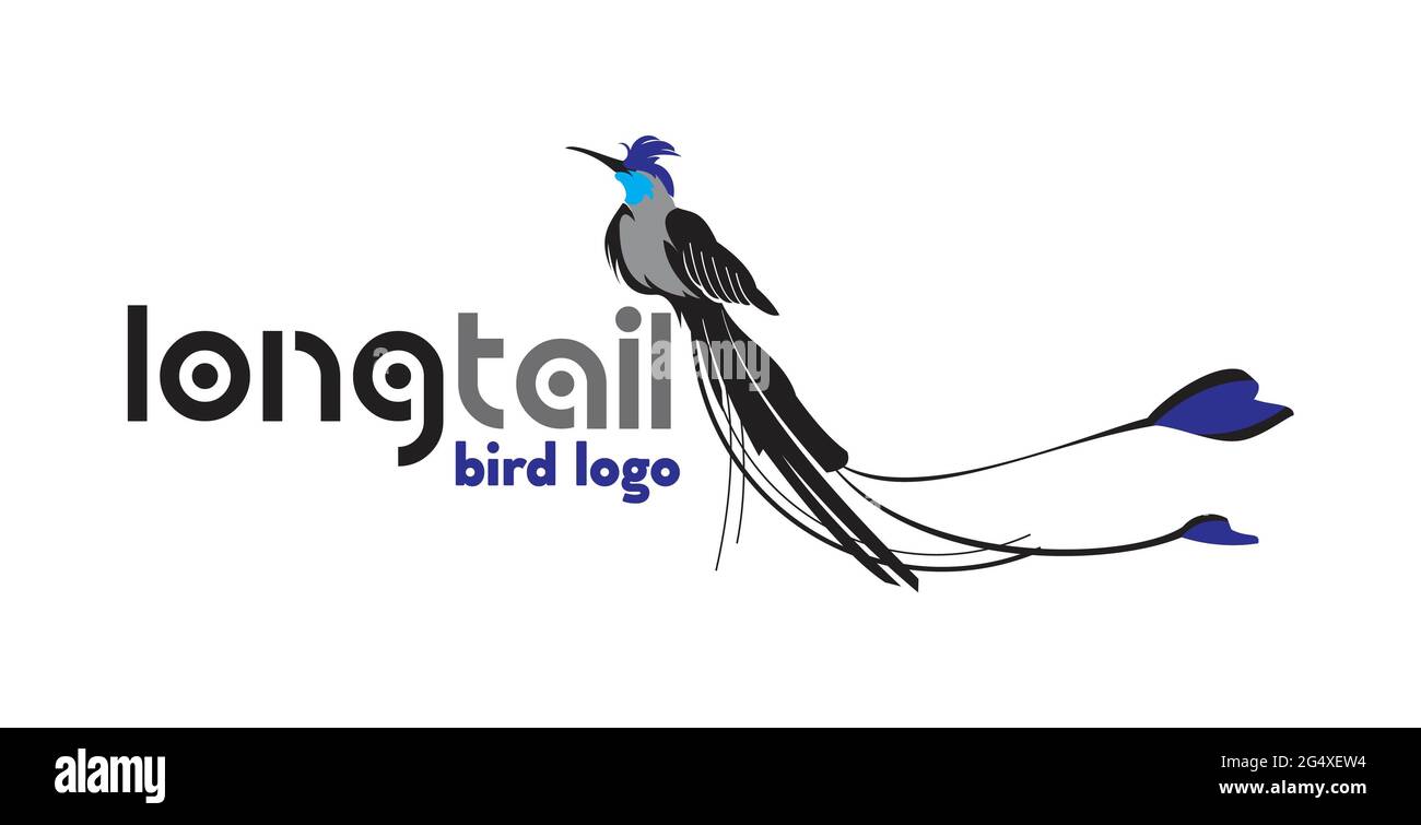 design esclusivo con logo long tail bird Foto Stock