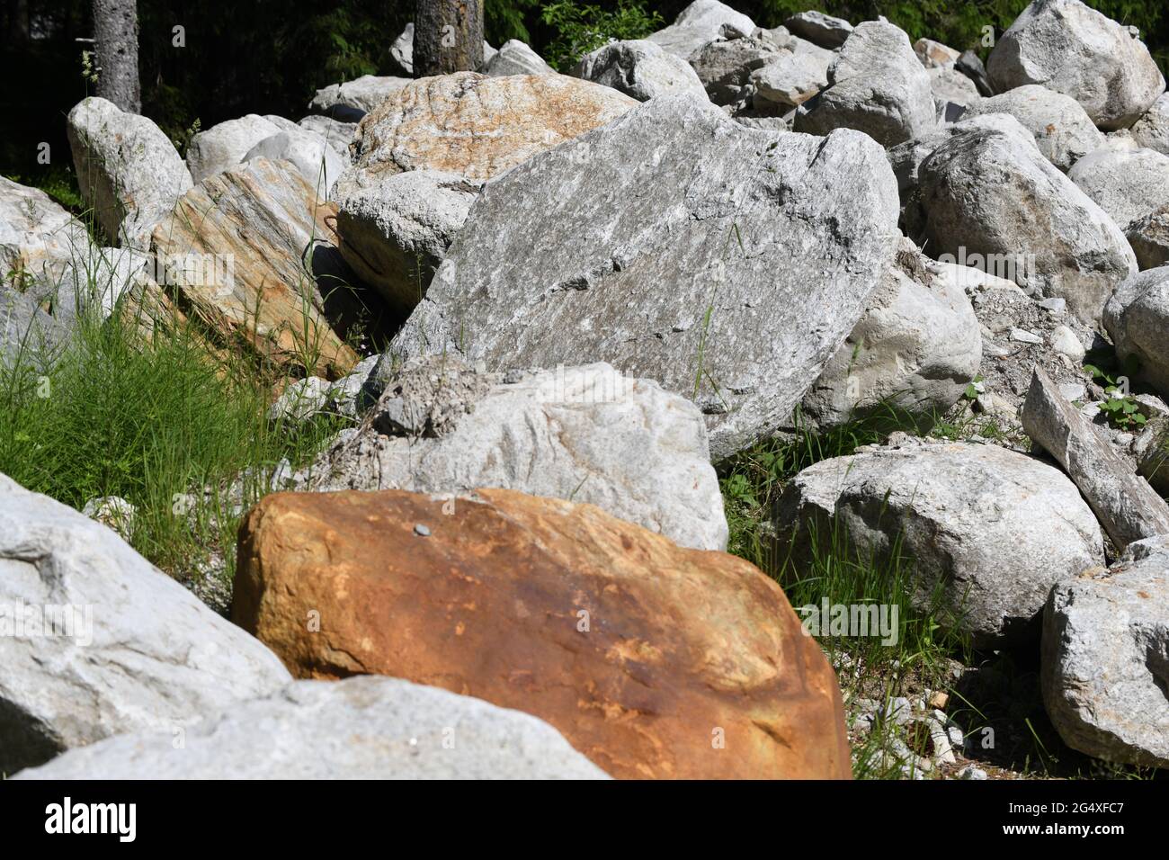 Verschiedene Gesteinsarten aus dem Nationalpark Hohe Tauern a Salisburgo, Österreich Foto Stock