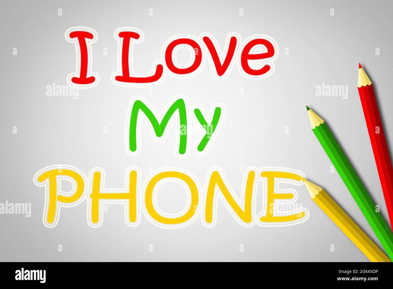 I Love My Phone Concept text on background Foto Stock