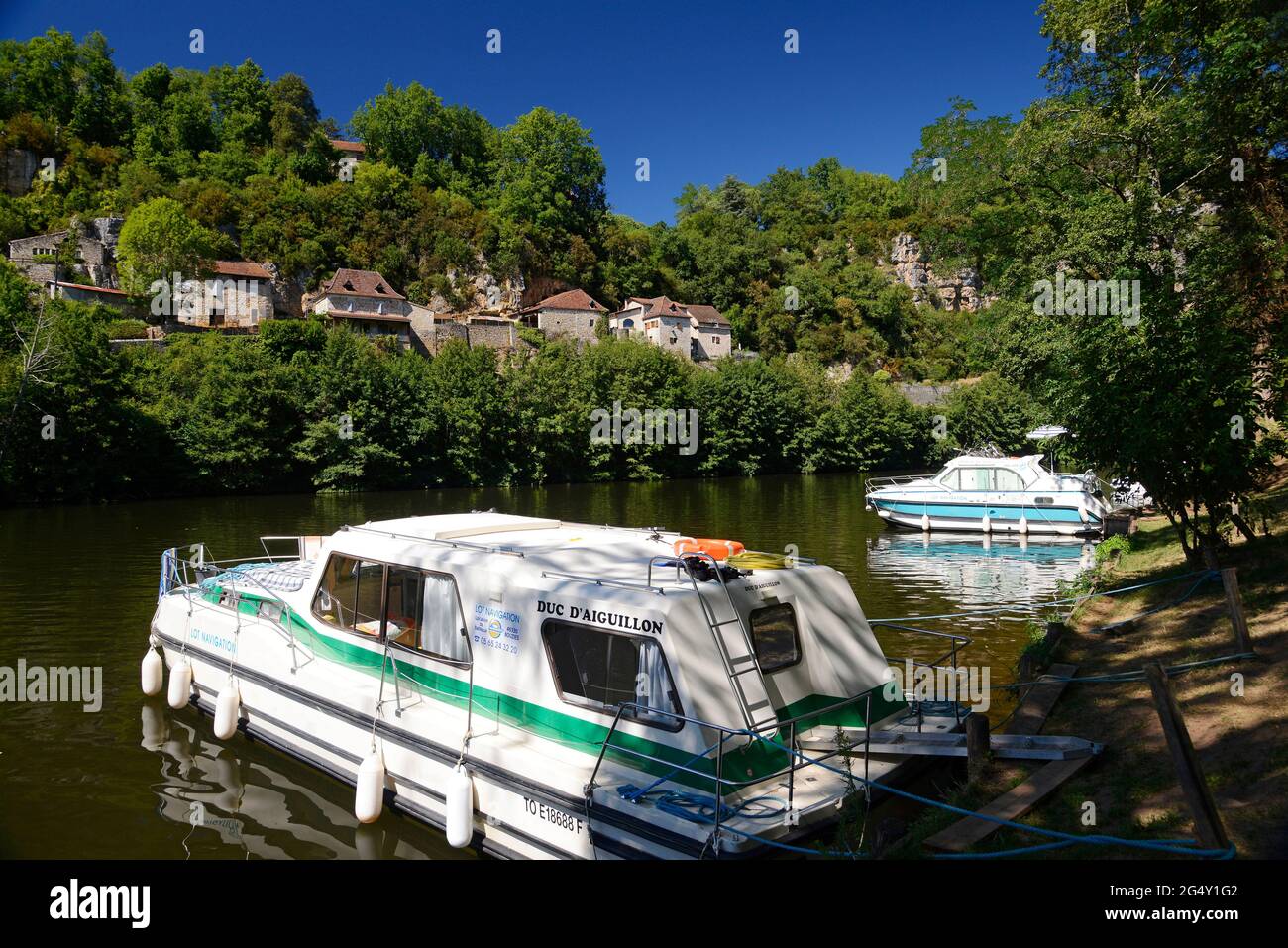 FIUME LOT, SAINT-CIRQ-LAPOPIE, PARCO NATURALE REGIONALE CAUSSES DU QUERCY, LOT (46) Foto Stock