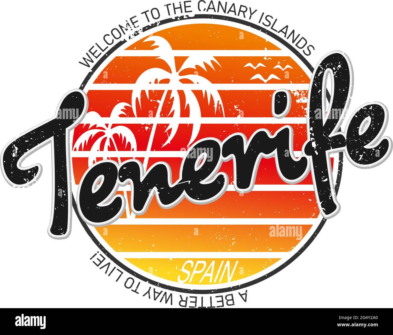 Grunge colore timbro o etichetta con testo i Love Tenerife Inside, illustrazione vettoriale Illustrazione Vettoriale