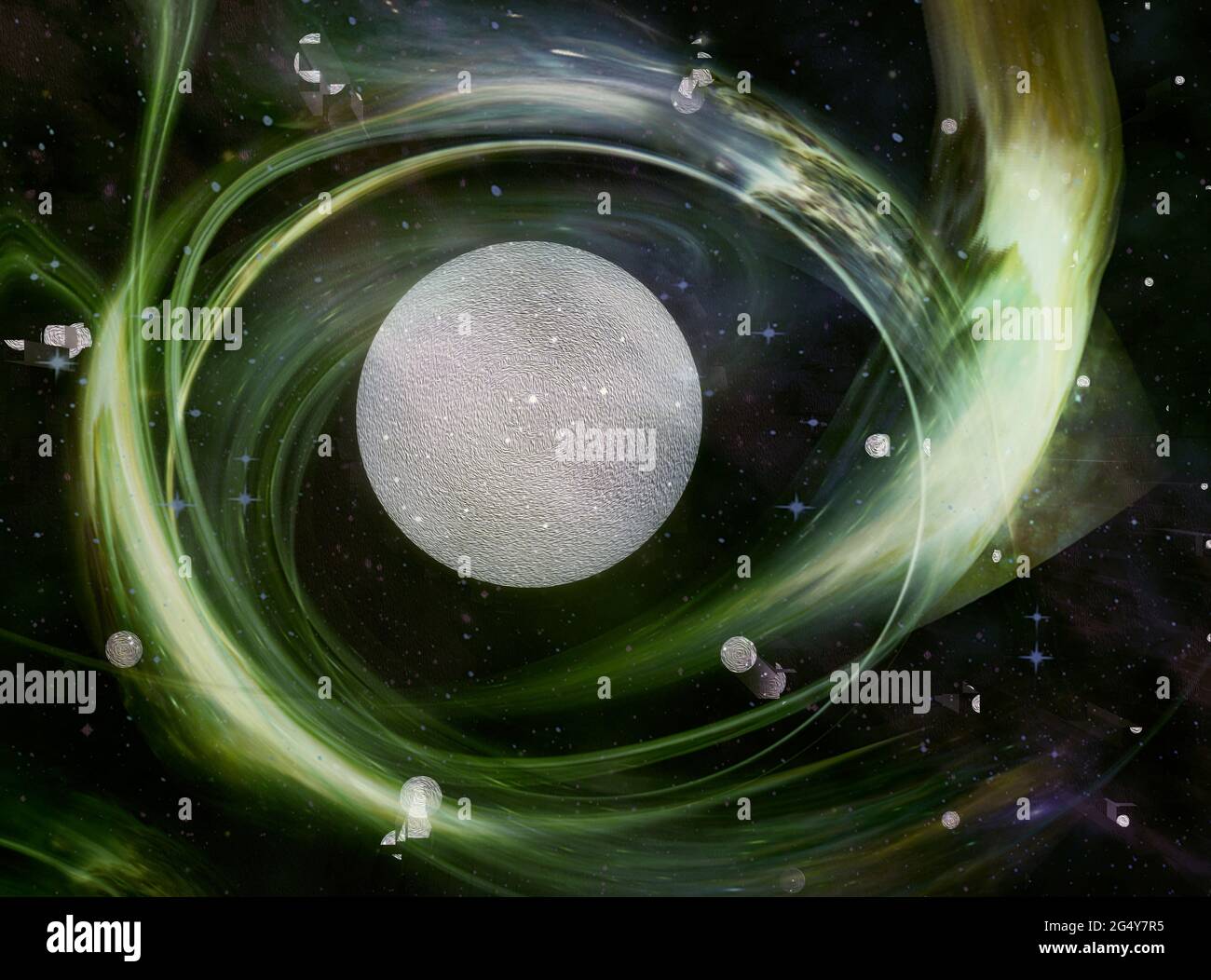 Rappresentazione astratta del pianeta e la galassia dell'Universo Foto Stock